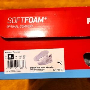 PUMA R78 Women's Metallic Sneakers - White and Silver